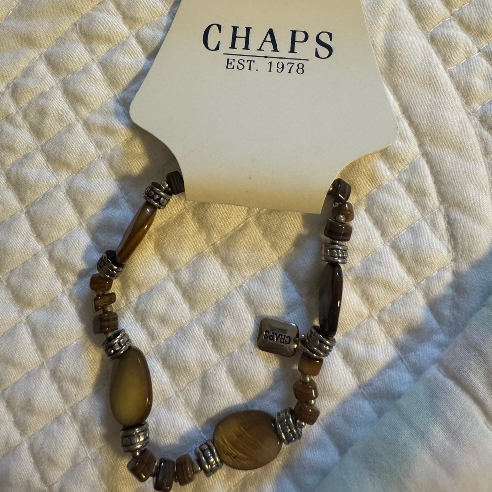 Chaps Brown Beaded Bracelet